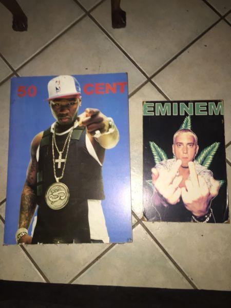 Eminem and 50cent wooden posters for sale