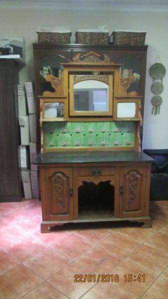 Antique Yellow Wood Wash Cabinet