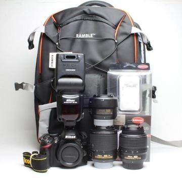 Nikon D3200 camera and 3 lens bundle for sale