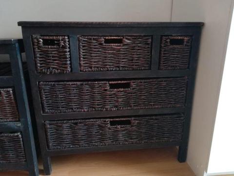 X2 side tables x1 chest of drawers