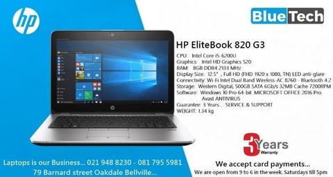 HP EliteBook 820 G3 Ultrabook, 12.5 inch, Core i5 6th gen, 8GB DDR4 Ram, 3 Year Guarantee