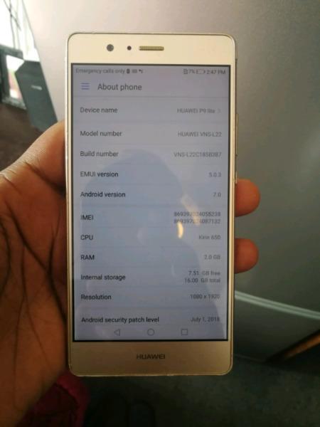 Huawei p9 lite in mint condition R1700