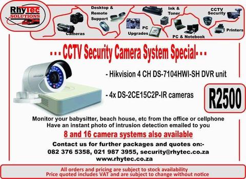 CCTV LIMITED SPECIAL - Hikvision 4CH DVR + 4 x Cameras - Only R2500