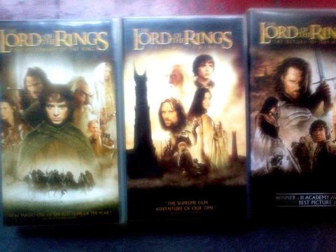 VCR/VHS TAPES - 3 X LORD OF THE RINGS, TREASURE ISLAND, PETER PAN, LORD OF THE DANCE, HIST OF RUGBY