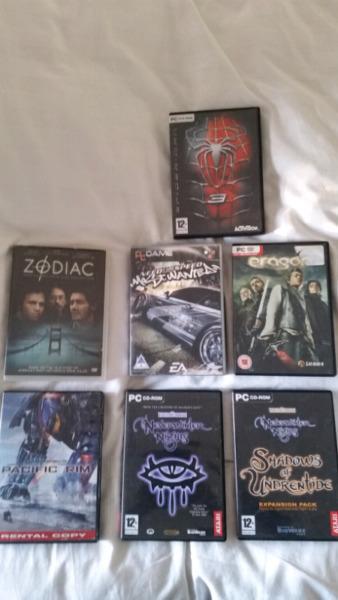 5 PC Games for sale + 2 x FREE DVD's