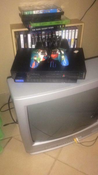 Playstation 2 with TV and games