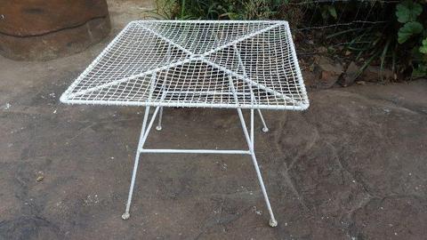 Old square metal garden table