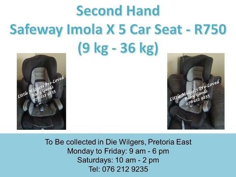 Second Hand Black Safeway Imola X 5 Car Seat (9 kg - 36 kg)