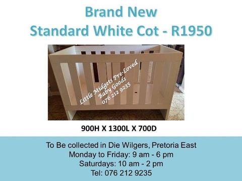 Brand New Standard White Cot