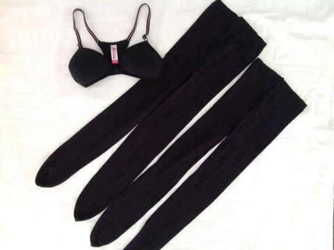 Girls Destiny 28AA Bra & 2Pairs Black Tights