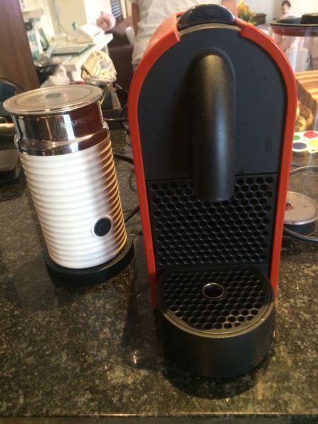 Nespresso coffee machine and milk frother