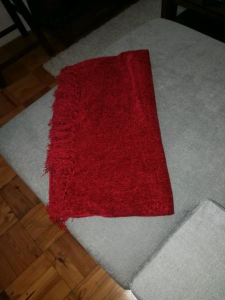 Chilli red chenille throw in perfect condition
