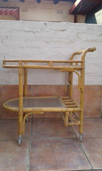 Cane Tea / Refreshment trolley R500 and 22 Gold rimmed glasses for R300