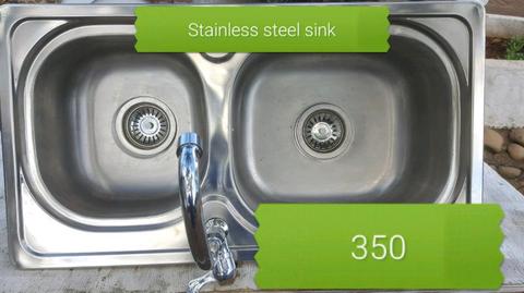 Small stainless steel double sink