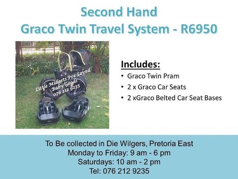 Second Hand Grey Graco Twin Travel System