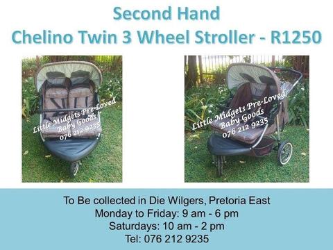 Second Hand Chelino Twin 3 Wheeler Stroller