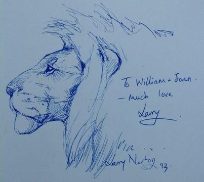 THE ZAMBEZI - River of the Gods - Jan & Fiona Teede - book signed with original illustration of Lion
