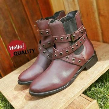 Brand New Genuine Leather Purple delight combat style ladies boots