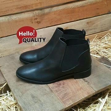 Brand New Genuine Leather Flat elasticated ankle boots