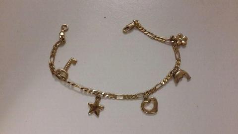 Gold Ladies Charm Bracelet