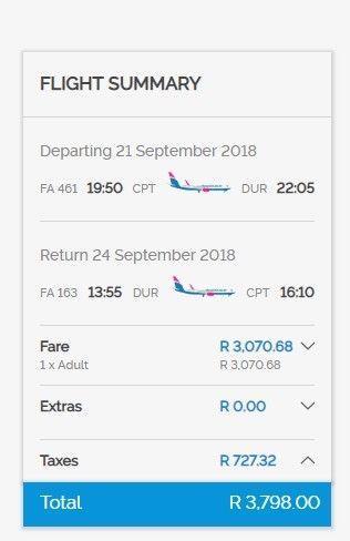 Flights from Cape to Durban - Long weekend