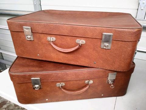 2 Old large travelling suitcases