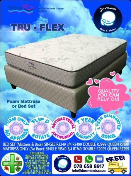 R2099 Double Bed Mattress On Sale with FREE DELIVERY -TRU-FLEX Comfort you can Rely On
