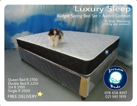 FREE DELIVERY Good Budget Beds AT AWESOME PRICES Lux Sleep Queen Bed Set R2699 for Sale