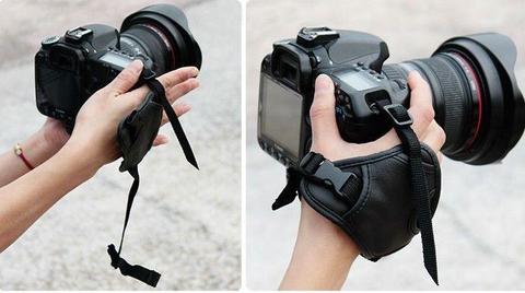 Universal Triangle Leather DSLR Camera Hand Grip Wrist Strap Belt