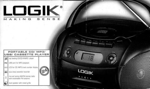 LOGIC CD/MP3/USB/Cassette Player and AM/FM Radio