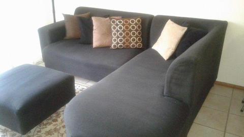 3 Piece Couch/ lounge - Dark Charcoal Cotton
