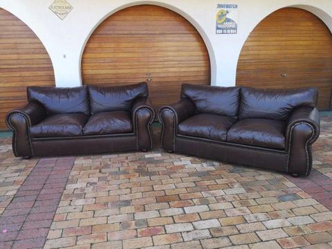 Genuine Leather Lounge Suite in Brilliant Condition 2 Piece x 2 Seater Couches AVAILABLE in Panorama