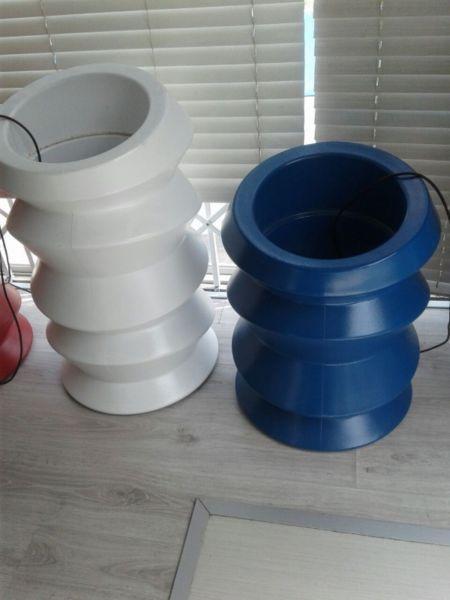 Indoor / Outdoor Plant Pots with energy Saver lights. Blue = R450 ea, White = R480 ea, Red = R500