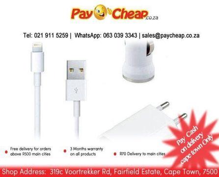 Mini 3 in 1 USB Wall & Car Charger + USB Cable kit with Lightning connector compatible for iPhone /5
