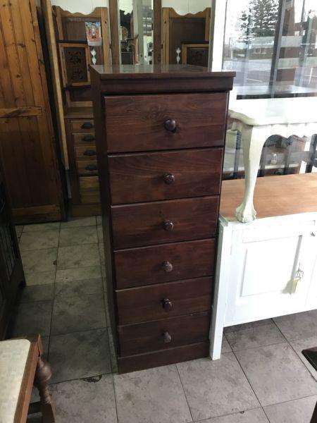 6 drawer tall boy chest of drawers