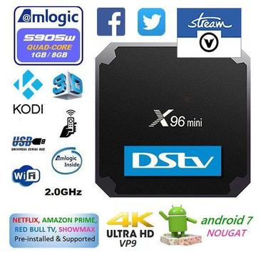 2018 Android 7.1.2 TV Box, X96 Mini 4K, 1GB Ram, 8GB Rom, DSTV - V-Stream South Africa - EL
