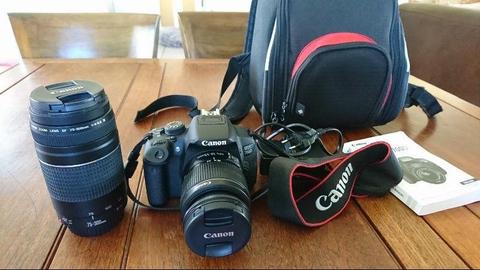 Canon EOS 700D with 2 lenses and backpack
