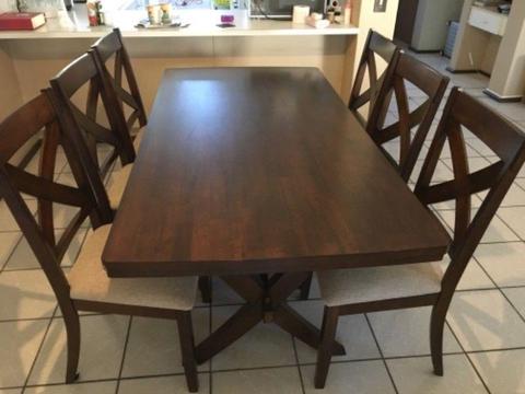 100% solid wood table and six chairs for sale. 1.8 meter long