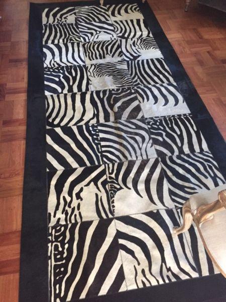 Real Leather Zebra Print Carpet