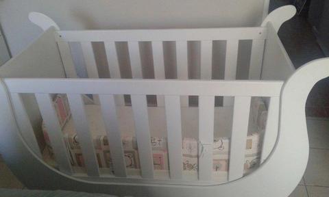 White Sleigh Cot for sale