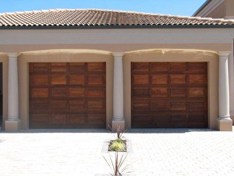Single and double meranti garage doors in Boksburg