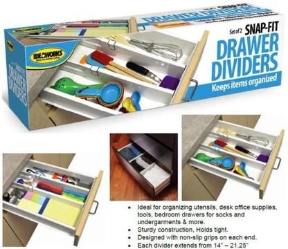 Snap fit drawer divider