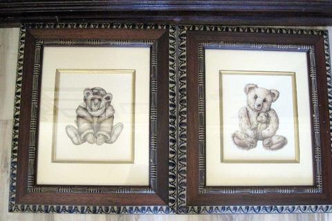 Framed teddy bear prints