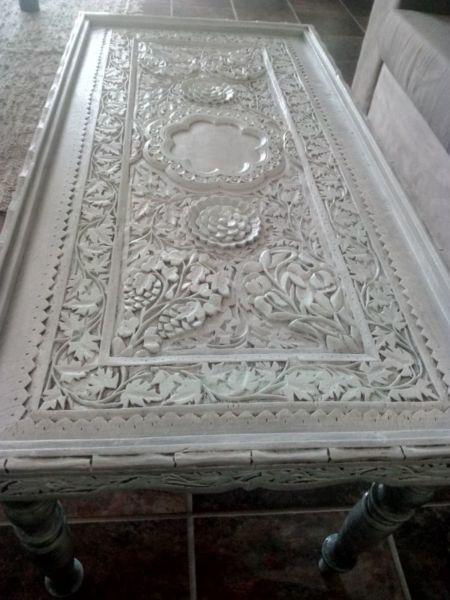 Beautiful Hand Carved Coffee Table by Nostalgia Decor