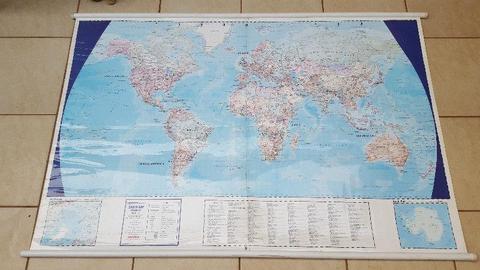 Large old roll up world map