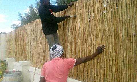 Wood and bamboo fencing and ceiling and pargola