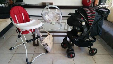 Baby stroller+ baby high chair+baby swing chair+baby carrier