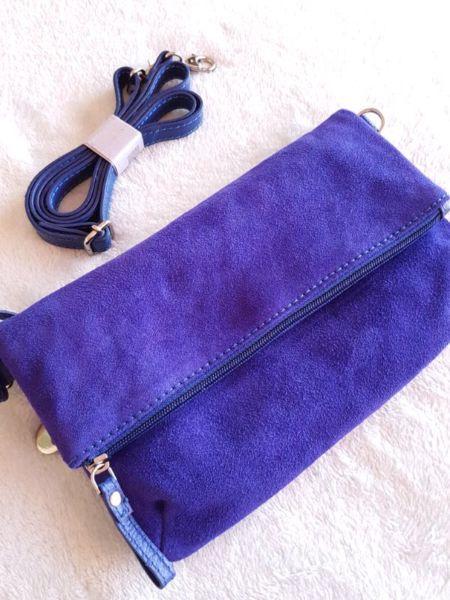 Electric blue leather handbag