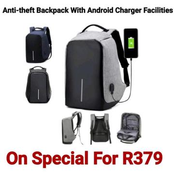 Anti-theft Backpack With Android Charger Facilities