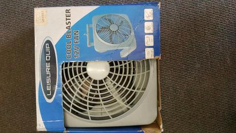 leasure quip cool blaster 12 v camping fan with car & electric plug perfect working condition almost